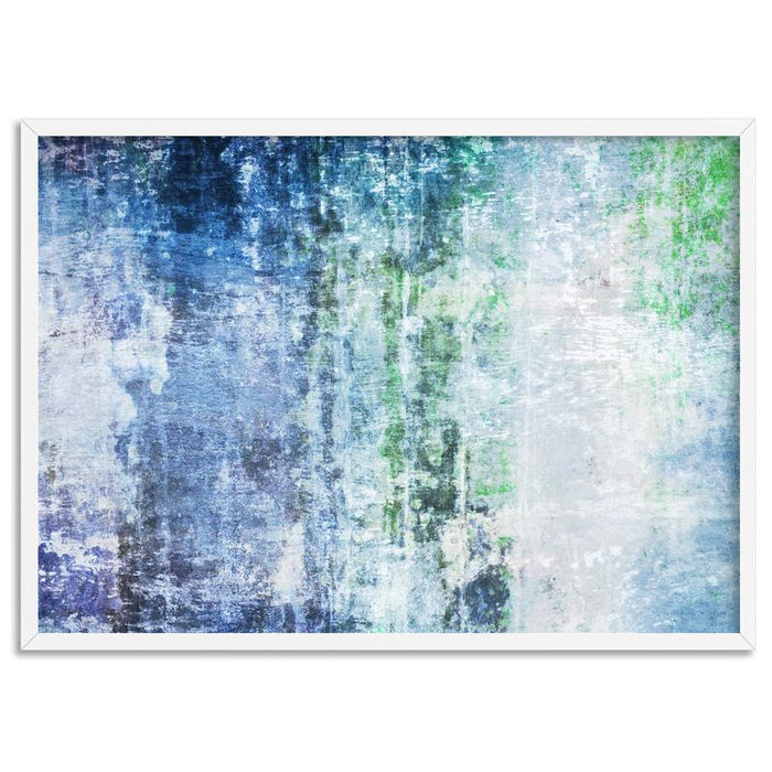 Distressed Blues & Greens Abstract - Art Print, Wall Art, Ozark Home 