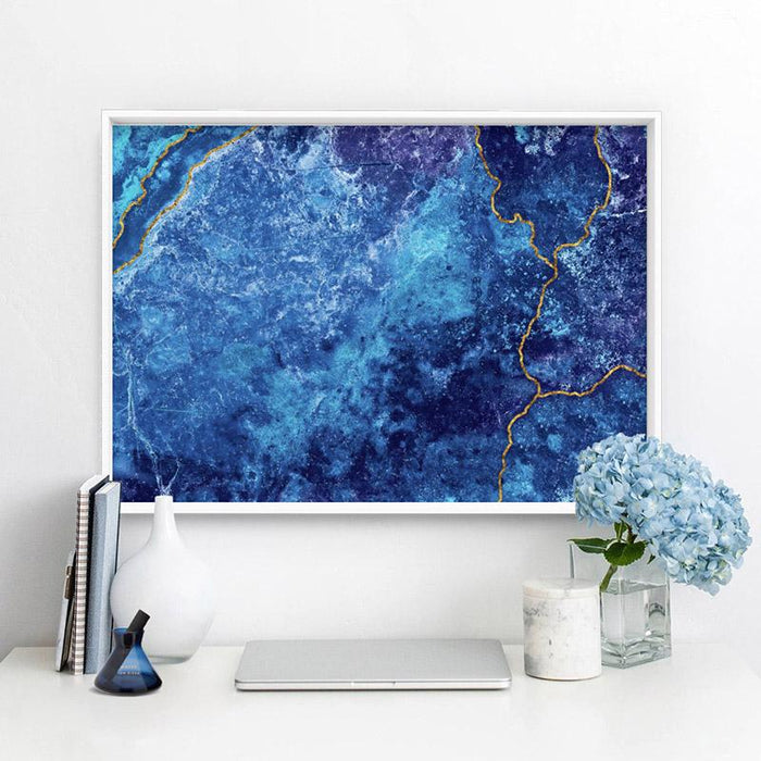 Agate Geode Lapis Lazuli II (faux gold lines)- Art Print - Ozark Home