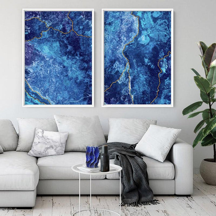 Agate Geode Lapis Lazuli II (faux gold lines)- Art Print - Ozark Home