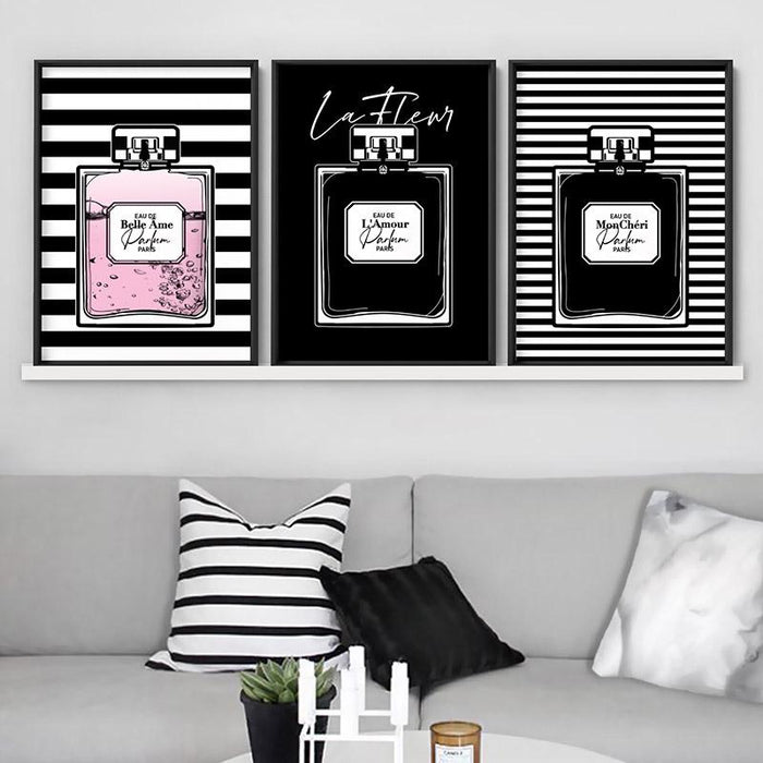 Perfume Bottle Stripes Monochrome - Art Print - Ozark Home