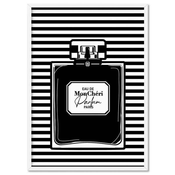 Perfume Bottle Stripes Monochrome - Art Print - Ozark Home