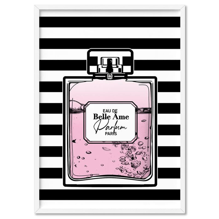 Perfume Bottle Stripes & Pink - Art Print - Ozark Home