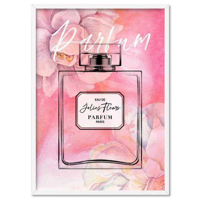 Pink Florals Painted Perfume Bottle - Art Print - Ozark Home