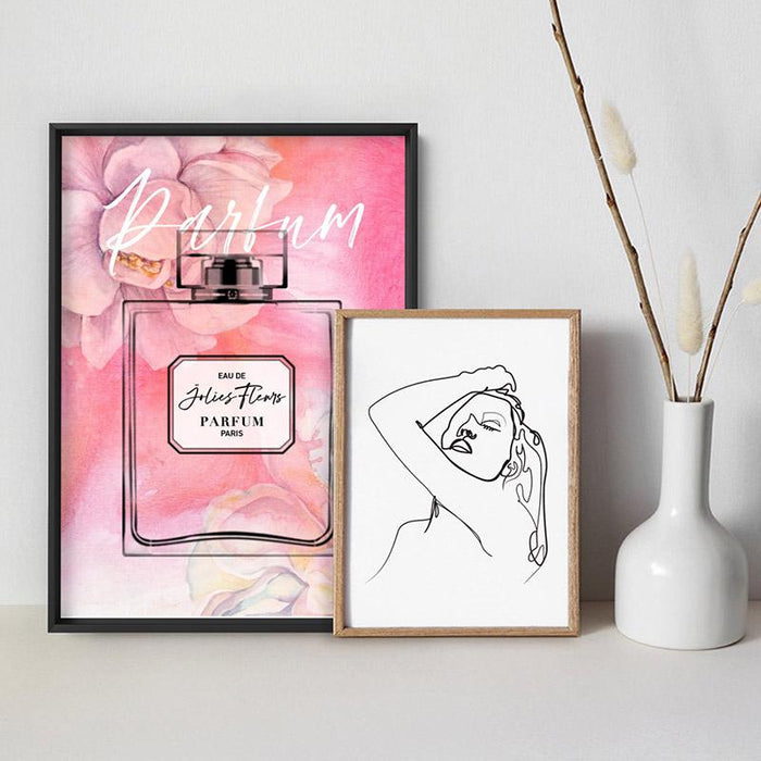 Pink Florals Painted Perfume Bottle - Art Print - Ozark Home