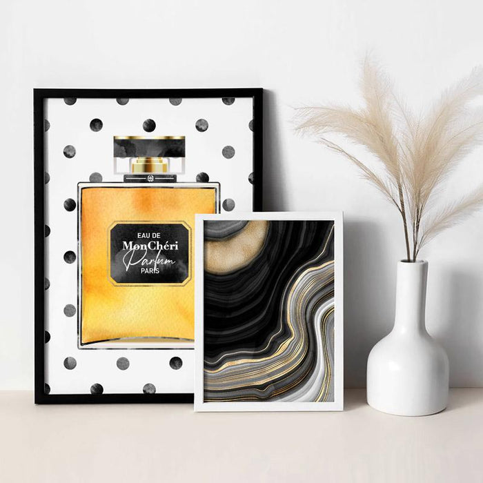 Watercolour Spot Perfume Bottle Gold - Art Print - Ozark Home