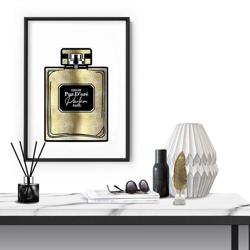 Solid Gold Perfume Bottle (faux look foil) - Art Print - Ozark Home