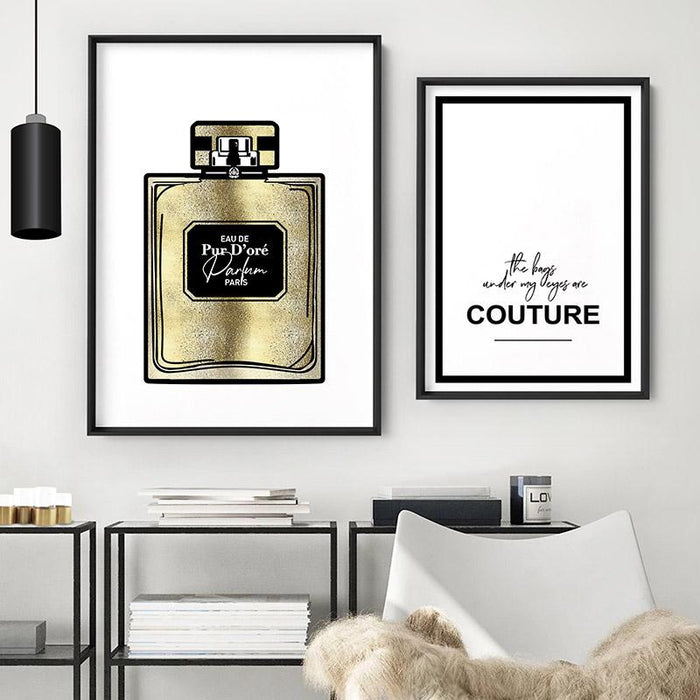 Solid Gold Perfume Bottle (faux look foil) - Art Print - Ozark Home