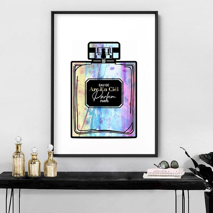 Watercolour Perfume Bottle in Rainbow - Art Print - Ozark Home