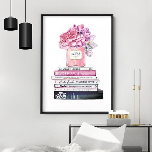 Perfume Bottle on Fashion Books Stack II - Art Print - Ozark Home