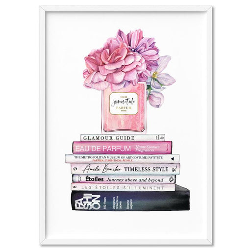 Perfume Bottle on Fashion Books Stack II - Art Print - Ozark Home