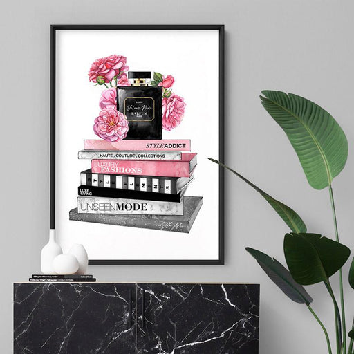 Perfume Bottle on Fashion Books Stack I - Art Print - Ozark Home