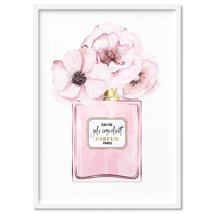 Pastel Pink Floral Perfume Bottle - Art Print - Ozark Home