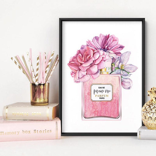 Pink Floral Perfume Bottle - Art Print - Ozark Home