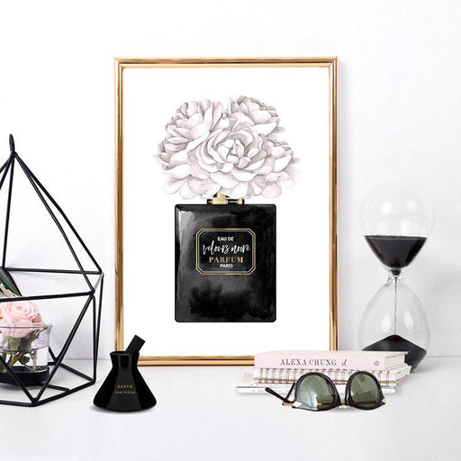 Black & White Floral Perfume Bottle - Art Print, Wall Art, Ozark Home 