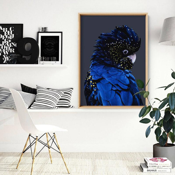 Black Cockatoo (indigo tones) - Art Print - Ozark Home