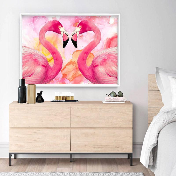 Flamingos Embrace - Art Print - Ozark Home