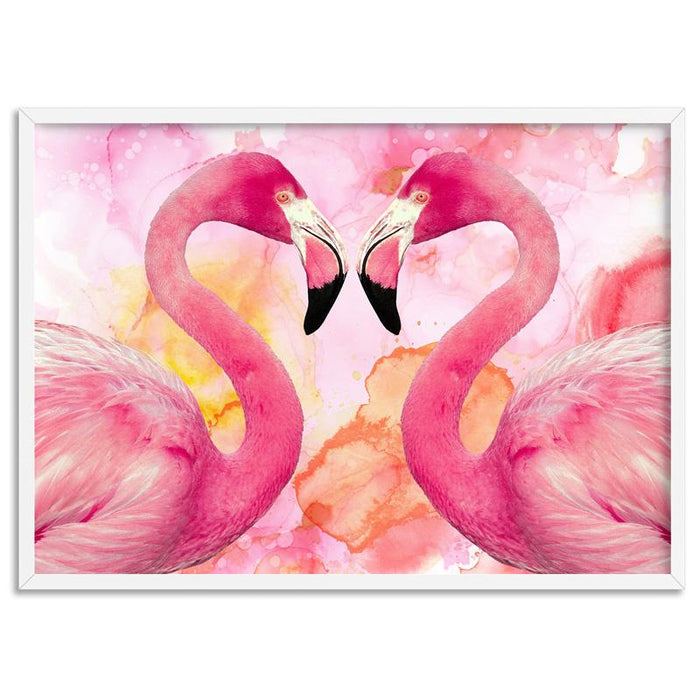 Flamingos Embrace - Art Print - Ozark Home