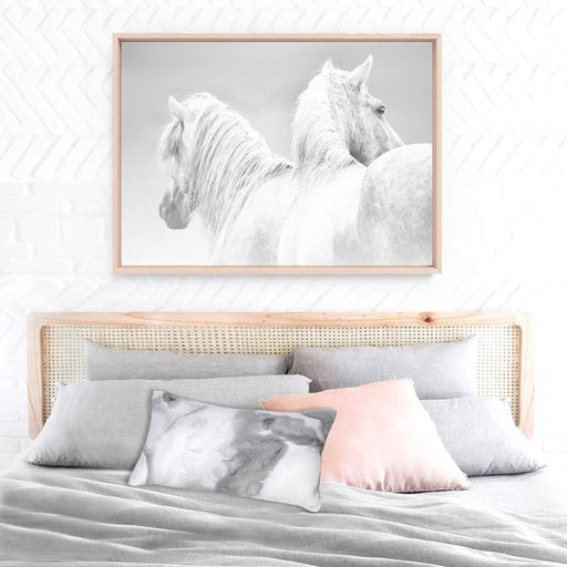 White Horses Duo B&W - Art Print - Ozark Home