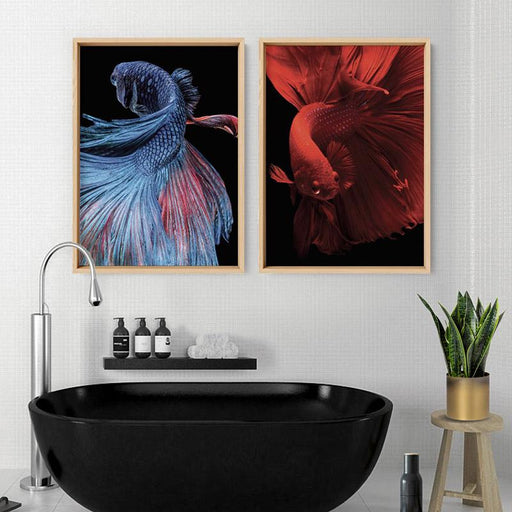 Japanese Red Betta Fighting Fish - Art Print - Ozark Home