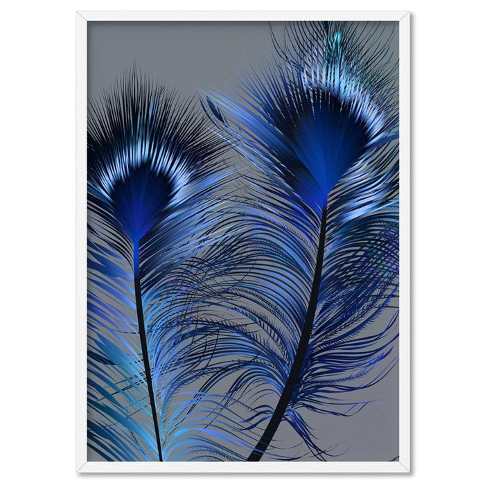 Peacock Feathers Blue Edit - Art Print - Ozark Home