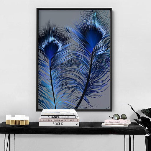 Peacock Feathers Blue Edit - Art Print - Ozark Home