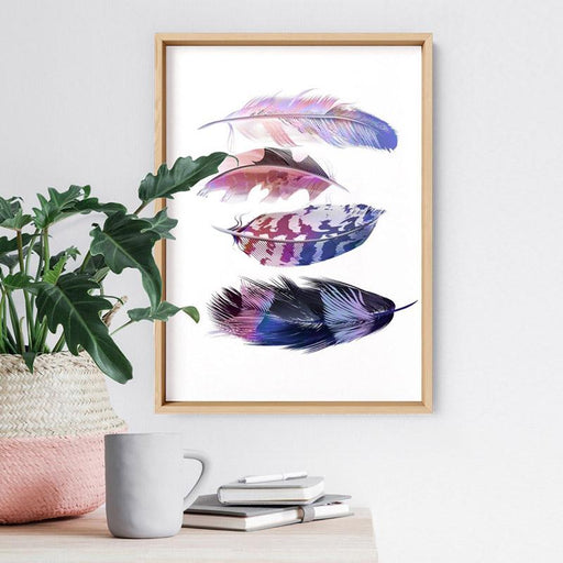 Falling Feathers in Pinks and Purples - Art Print - Ozark Home