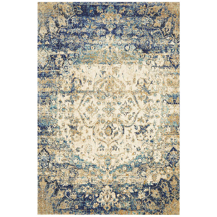 Alexandria Blue & Ivory Medallion Contemporary Rug, Rugs, Ozark Home 