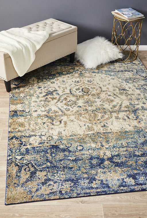 Alexandria Blue & Ivory Medallion Contemporary Rug, Rugs, Ozark Home 