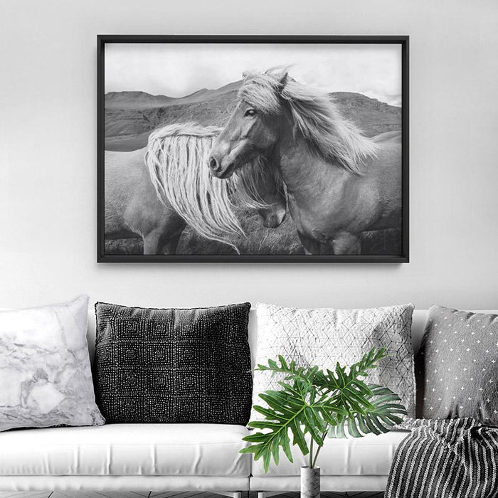 Horses Embrace in B&W - Art Print - Ozark Home