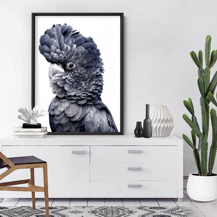 Black Cockatoo (Indigo & black) - Art Print - Ozark Home