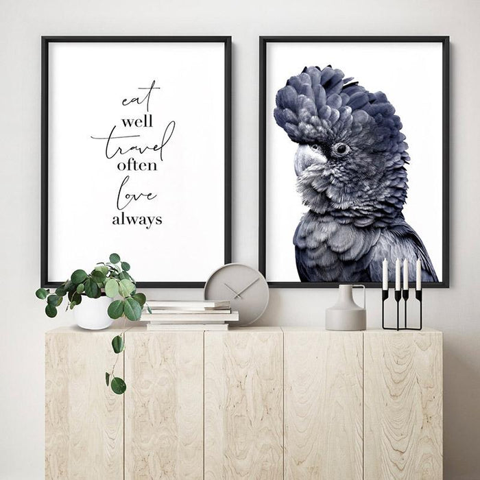 Black Cockatoo (Indigo & black) - Art Print - Ozark Home