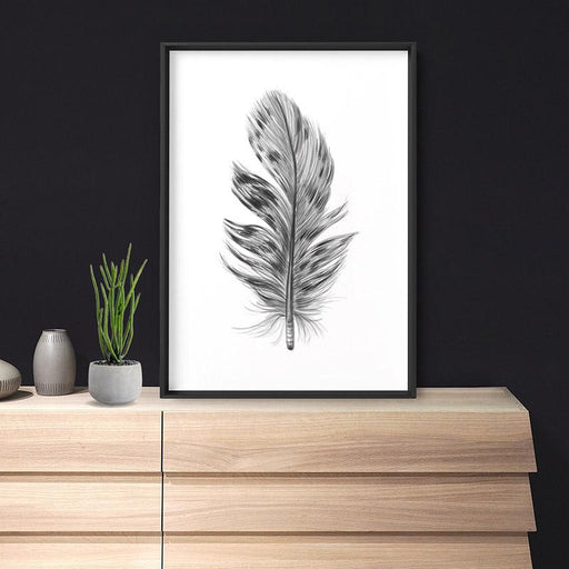 Feather Black & White IV- Art Print, Wall Art, Ozark Home 