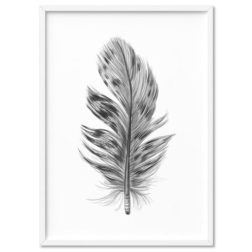 Feather Black & White IV- Art Print, Wall Art, Ozark Home 