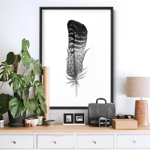 Feather Black & White V- Art Print, Wall Art, Ozark Home 