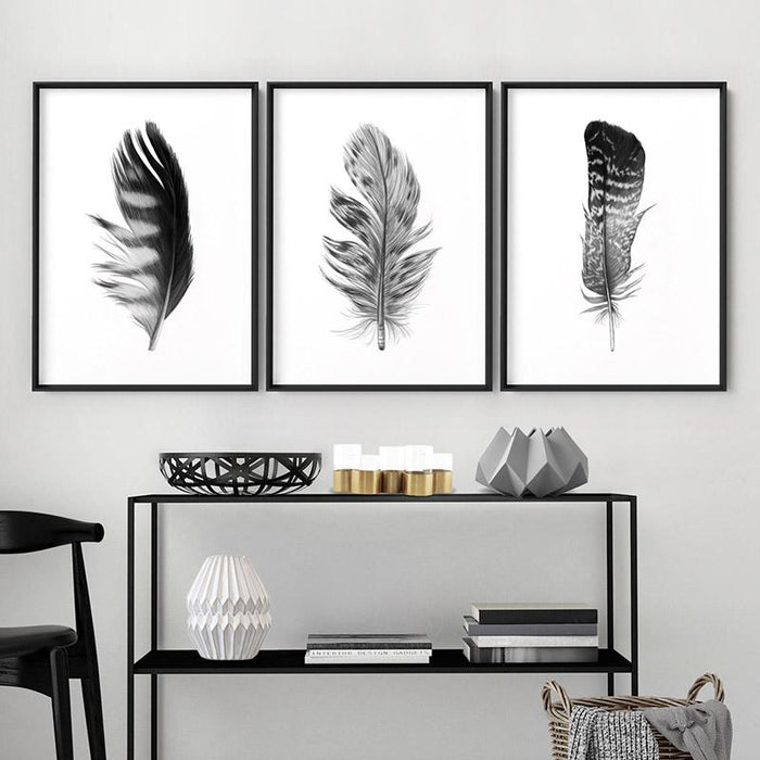 Feather Black & White V- Art Print, Wall Art, Ozark Home 