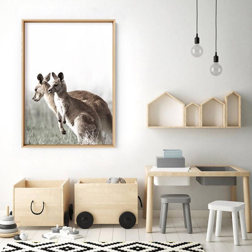 Kangaroo Mother and Baby Joey - Art Print, Wall Art, Ozark Home 