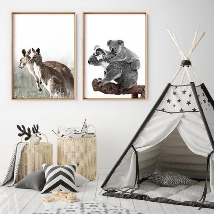 Kangaroo Mother and Baby Joey - Art Print, Wall Art, Ozark Home 