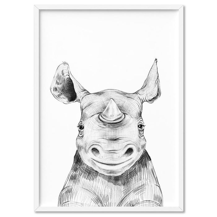 Rhino Baby Peek a Boo Animal - Art Print, Wall Art, Ozark Home 