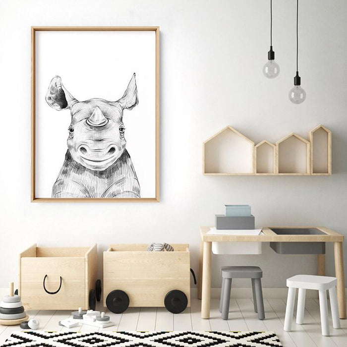 Rhino Baby Peek a Boo Animal - Art Print, Wall Art, Ozark Home 