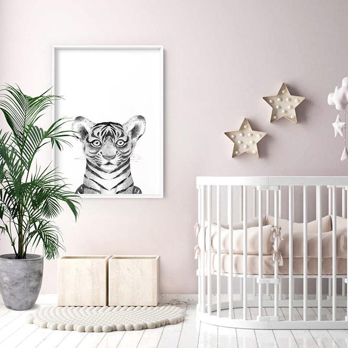 Tiger Baby Peek a Boo Animal - Art Print, Wall Art, Ozark Home 