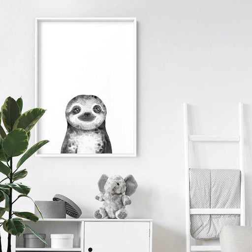 Sloth Baby Peek a Boo Animal - Art Print, Wall Art, Ozark Home 