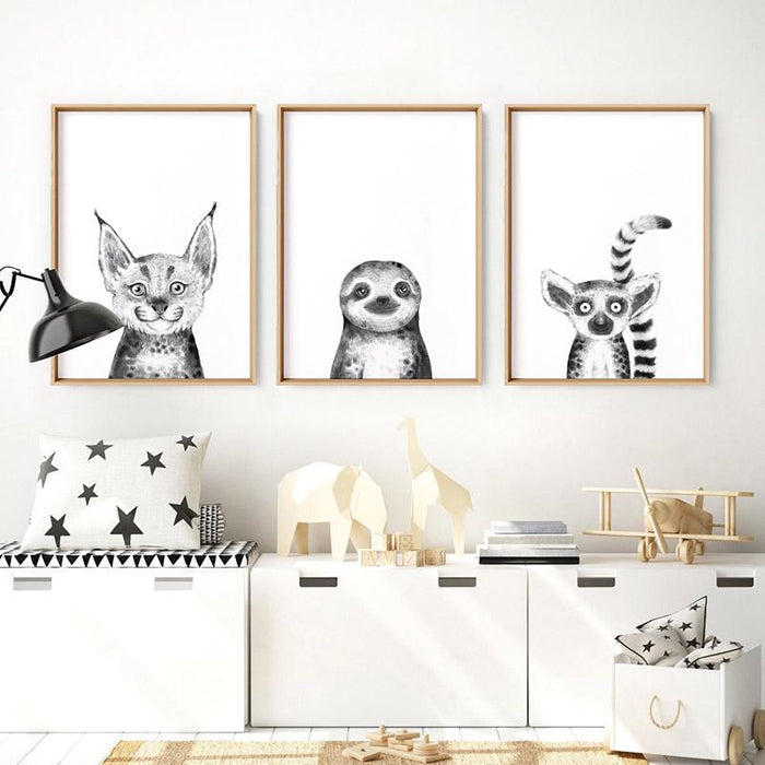 Sloth Baby Peek a Boo Animal - Art Print, Wall Art, Ozark Home 