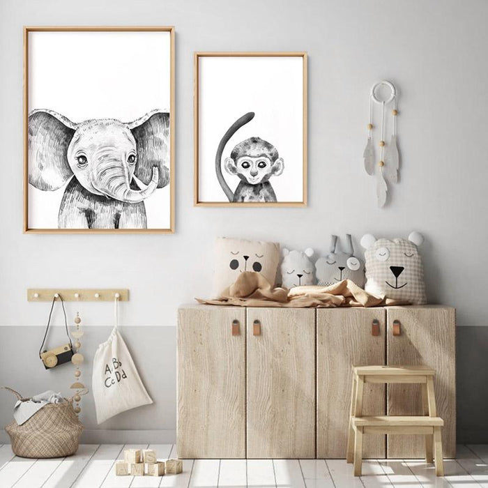 Monkey Baby Peek a Boo Animal - Art Print, Wall Art, Ozark Home 