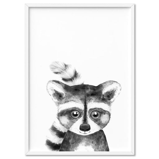 Raccoon Baby Peek a Boo Animal - Art Print, Wall Art, Ozark Home 