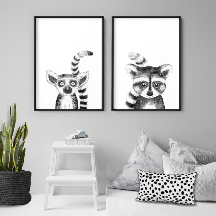 Raccoon Baby Peek a Boo Animal - Art Print, Wall Art, Ozark Home 