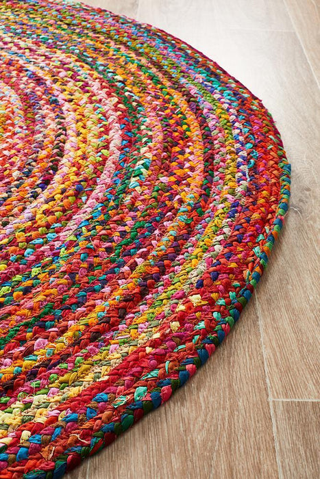 Adoni Multicoloured Round Chindi Jute Rug, Rugs, Ozark Home 