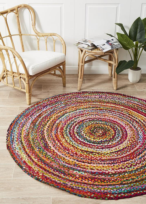 Adoni Multicoloured Round Chindi Jute Rug, Rugs, Ozark Home 