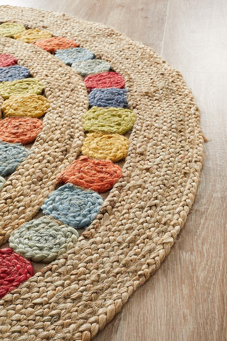 Adoni Muticoloured Round Fruit Salad Rug, Rugs, Ozark Home 