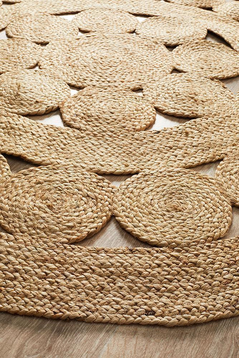 Adoni Natural Round Pilu Floral Jute Rug, Rugs, Ozark Home 