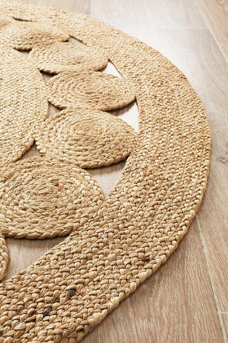 Adoni Natural Round Pilu Floral Jute Rug, Rugs, Ozark Home 